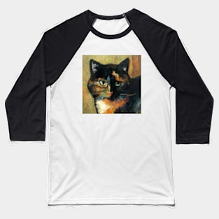 Painting of Tortoise Shell Cat in the Style of Cezanne Baseball T-Shirt